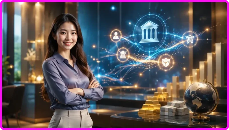 Minh hoạ người dùng đang kết nối với kênh dịch vụ chính thức qua các nút giao diện được xác minh, thể hiện sự an tâm và minh bạch